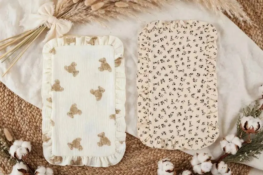 Pack de 2 babitas de muselina: ositos y flores